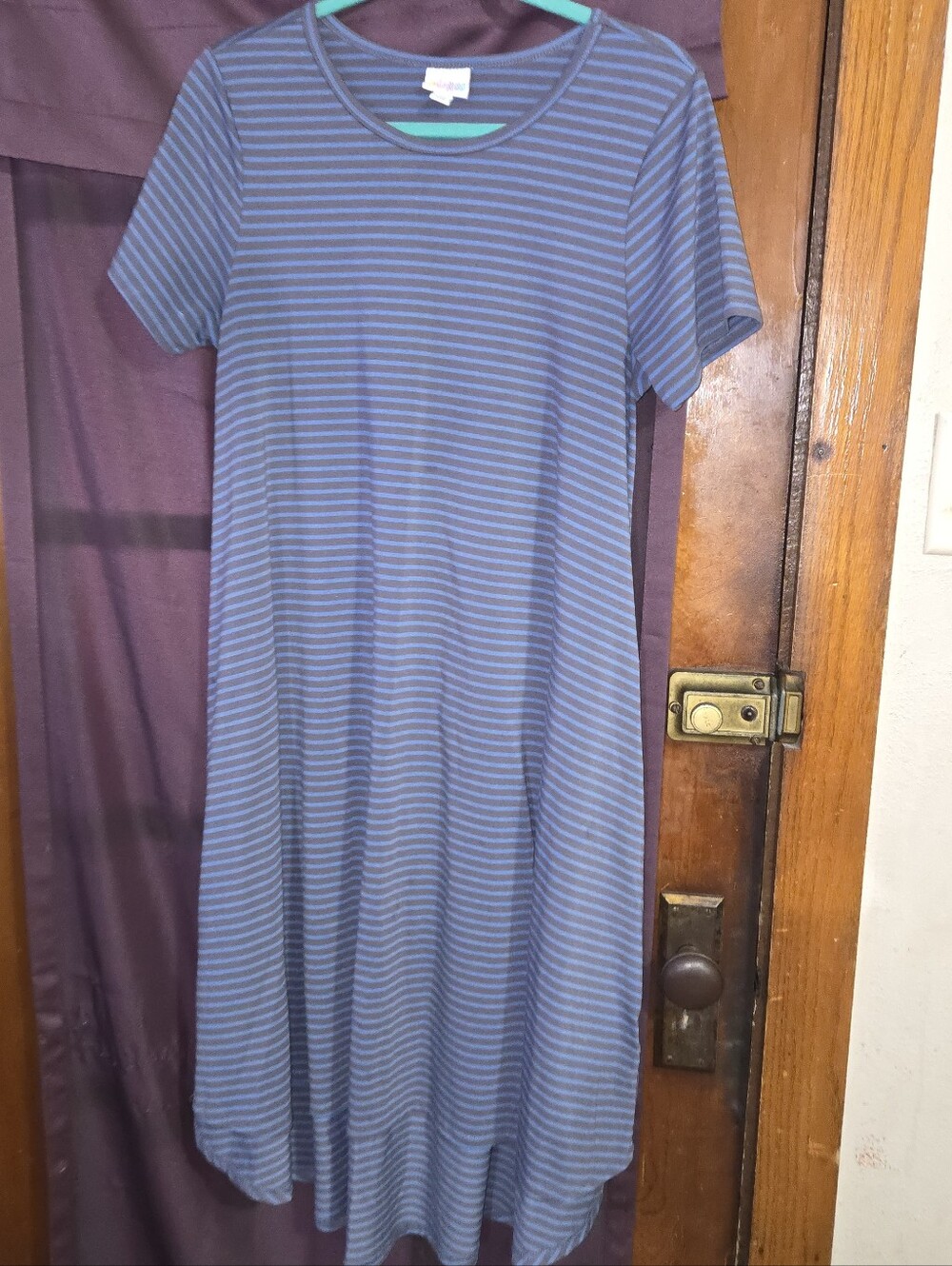 LuLaRoe Blue Striped Midi Dress
